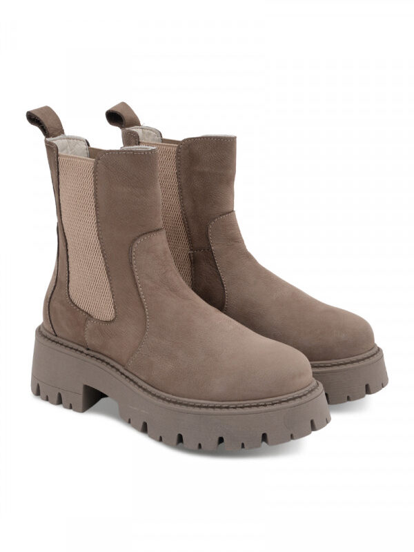 BUENO BOOTS Čizme ravne NUBUCK-TAUPE
