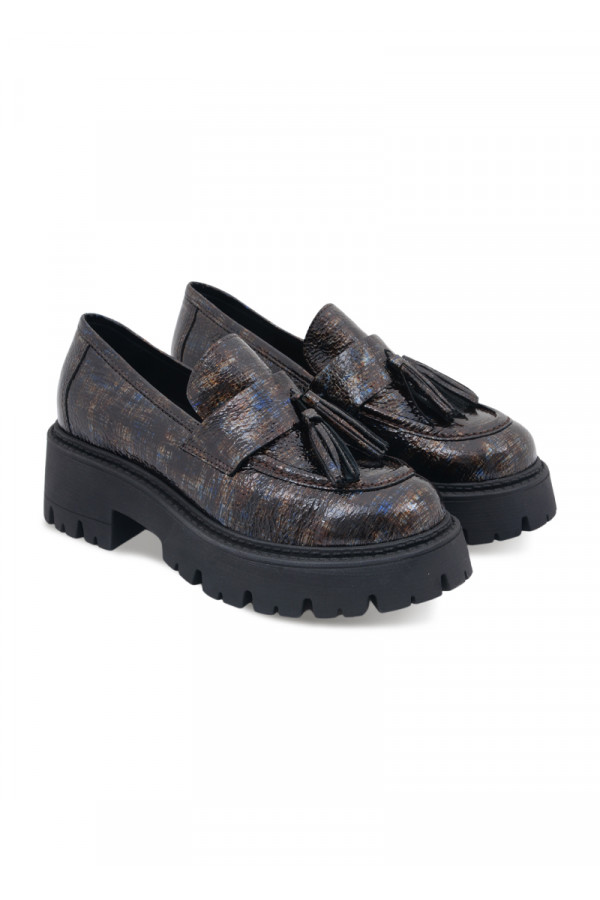 BUENO SHOES Cipele ravne BROWN-BLUE