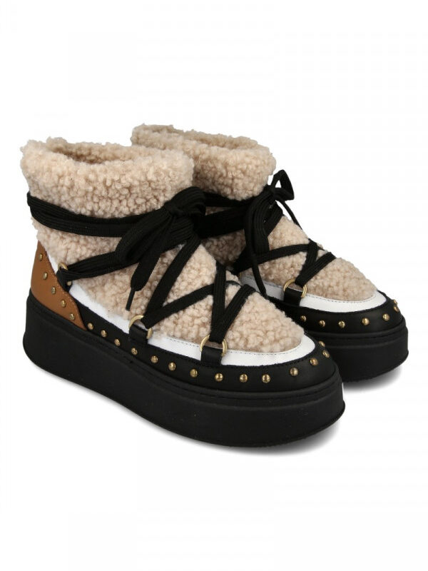 NOA NOIR Boots Čizme ravne BEIGE