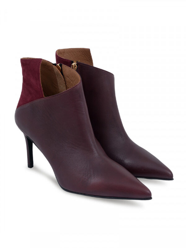 NOA NOIR BOOTS Čizme potpetica BURGUNDY-LEATHER-BURGUNDY-SUEDE