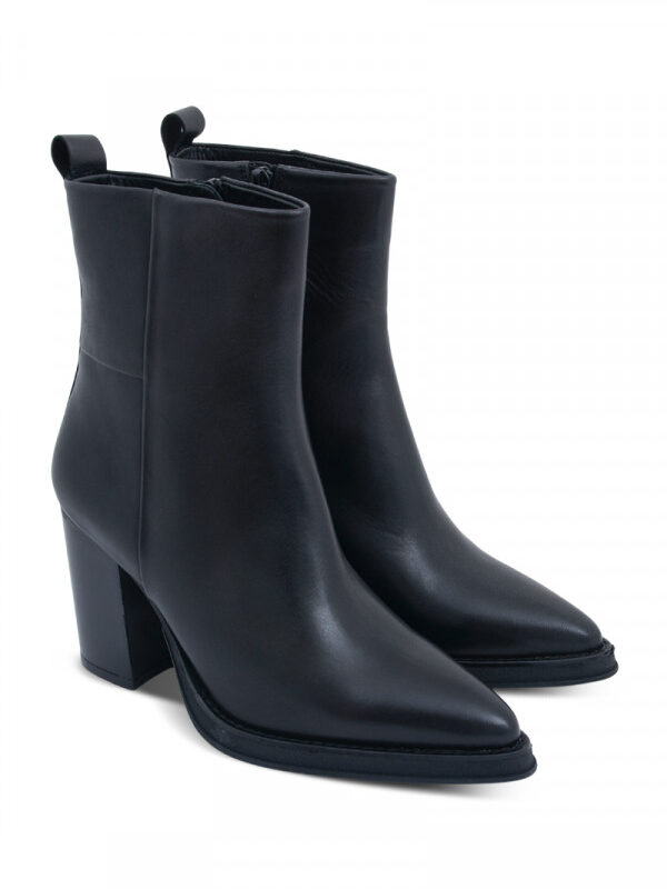 NOA NOIR Women's Leather Ankle Boot Čizme potpetica BLACK-CRUST-BLACK